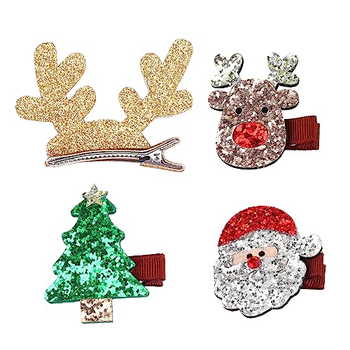 CALLARON 4stücke Weihnachts Glitter Haarspangen Sparkly Clip Weihnachts Haaraccessoires Haarnadel Für Mädchen Party Zubehör von CALLARON