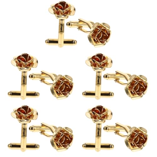 CALLARON 5 Paare Nägel mit Rosenärmeln muttertagsgeschenke muttertag Krawattenklammern für Männer Smoking Schalkragenschnallen Manschettenknöpfe für Businesshemden Kupfer Golden von CALLARON