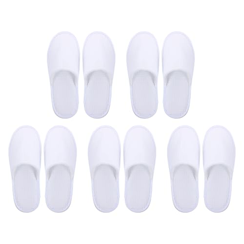 CALLARON 5 Paare Unisex Hotelslipper aus Baumwolle Waffelstruktur Atmungsaktiv Rutschfest Bequem Geeignet für Spa Party Hotel Reisen Gästepantoffeln Stilrandom von CALLARON