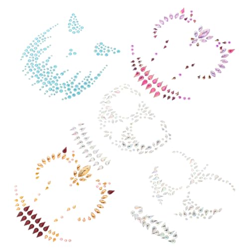 CALLARON 5 Sätze Halloween Face Jewels Strass Aufkleber für Kostümparty Festivals Maskeraden Wiederverwendbar Hautfreundlich Glitzernde Gesichtsdekoration für Halloween Feste von CALLARON