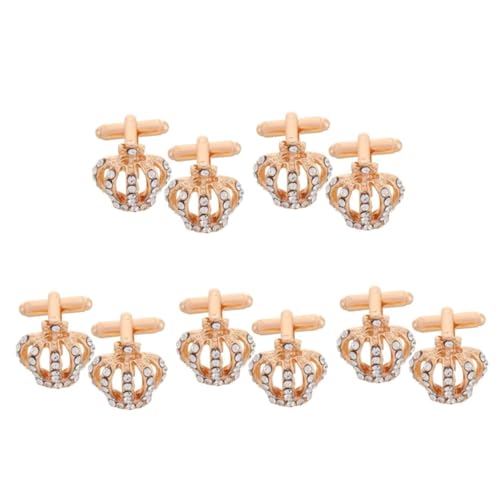 CALLARON 5 Sätze Manschettenknöpfe Mit Krone Feste Plattenhaken Wandhaken Haken Rhinestone Manschettenknöpfe Goldene Manschettenknöpfe Modische Knopfabdeckung Hemdknopfabdeckung 2 Stück * 5 von CALLARON