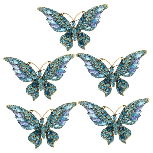 CALLARON 5 Stück Butterfly Brosche für Damen Anstecknadel mit Funkelnden Strasssteinen für Kleidung Schals und Hüte Accessoire für Besondere Anlässe und Alltag von CALLARON
