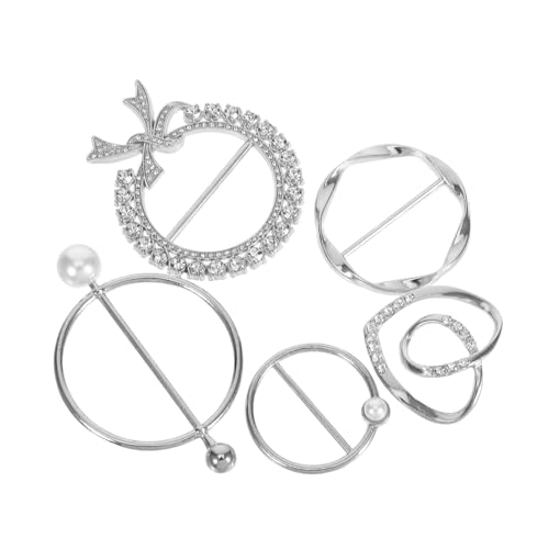 CALLARON 5 Stück Perlen Seidenschalknopf Pullover Schal Clips Seitliche Taillen Clip Schalschnalle Für Damen Schalschnallen Kleidungsclips Hemd Schal von CALLARON