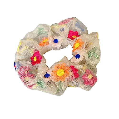 CALLARON 5 Stück Teiliges Elastische Haargummis mit Stickerei Strapazierfähige Netz Haarbänder für Damen Dekorative Haarschmuck Accessoires für Besondere Anlässe von CALLARON