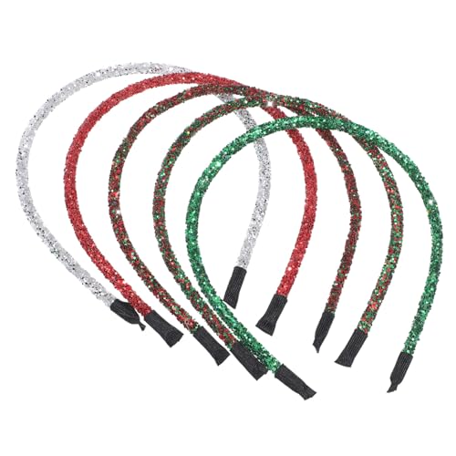 CALLARON 5 Stück Teiliges Glitzer Haarband Weihnachtskopfschmuck mit Funkelndem Glitzerpuder Elastisch und Langlebig Festliche Haarreifen für Damen und Perfektes Accessoire für Weihnachten von CALLARON