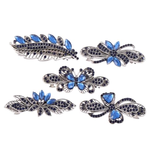 CALLARON 5 Stück Teiliges Haarklammern für Damen Automatische Friseurclips mit Rhinestone Rutschfeste Haarspangen für Hochzeiten Partys und Alltagsmode für Dickes und Dünnes Haar von CALLARON