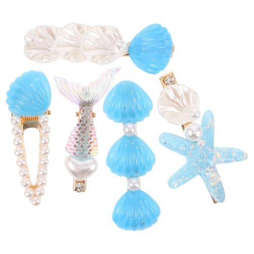 CALLARON 5 Stück Teiliges Meerjungfrau Haarspangen Leichte Strand-Haarklammern mit Muschel Stern-Motiv Bequeme Styling-Clips für Frauen Geeignet für Strandpartys und Sommerurlaub von CALLARON