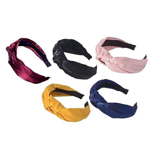CALLARON 5stücke Breites Stirnband Aus Satin-tuch Für Damen Haarband Mit Knoten-design Als Accessoire Für Mädchen Und Frauen von CALLARON