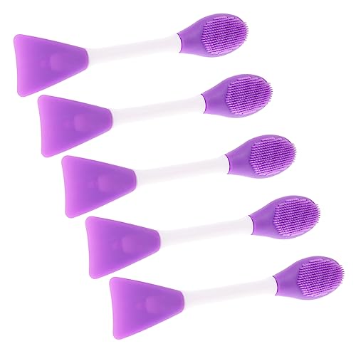 CALLARON 5 Stück Teiliges Silikon Gesichtsmaske Pinselset Doppelseitiger Make Up Peelingwerkzeug für Anwendung von Schlamm und Tonmasken Hautfreundlich Wiederverwendbar von CALLARON