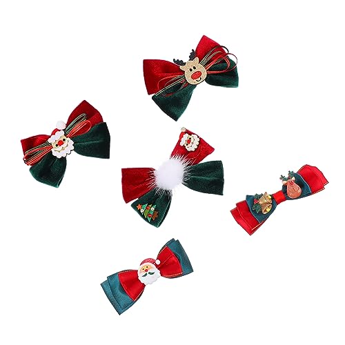 CALLARON 5 Stück Teiliges Weihnachts Haarschleifen Haarklammern für Mädchen Farbenfrohe Schleifenclips mit Weihnachtlichen Motiven Süße Haarspangen für Festliche Anlässe und Alltag von CALLARON