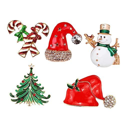 CALLARON 5 Stück Weihnachtsbroschen Cartoon Anstecknadeln für Frauen Kleidung Accessoires Bunte Xmas Broschen für Festliche Anlässe Dekoration für Kleidung und Taschen von CALLARON