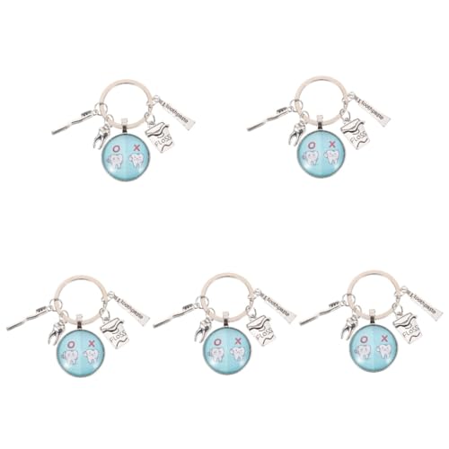 CALLARON 5 Stück Zahnanhänger Schlüsselanhänger Langlebiger Leichtes Accessoire für Tasche Rucksack Auto Kreatives für Patienten und Freunde von CALLARON