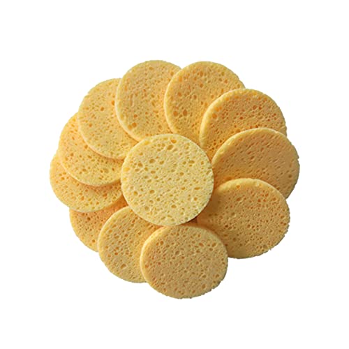 CALLARON 50 Stück Make -up -Entfernung Baumwollreinigung Puff komprimiert gesichtsschwamm reinigung Make-up-Entferner-Pads für das Gesicht Make-up-Entferner-Schwämme für das Gesicht Gelb von CALLARON