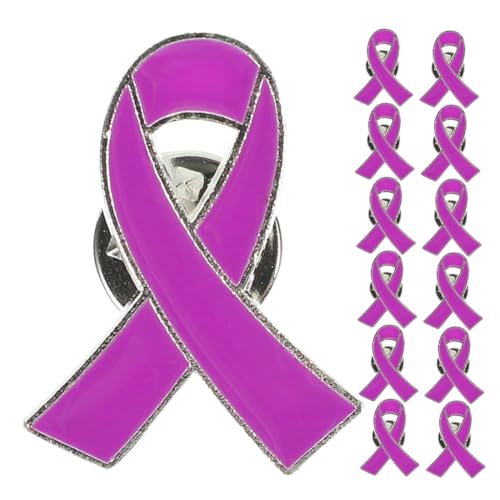 CALLARON 50 Stück Metall Awareness Anstecknadeln mit Emaille Langlebige Wohltätigkeitsbroschen in Violett Robustes Legierungsmaterial Symbolisches Banddesign für Gesundheits von CALLARON