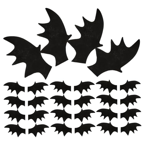 CALLARON 50 Stück Teiliges Schwarzes Fledermausflügel Dekorationsset aus Filz für DIY Halloween Kostüm Accessoires Vielseitig Verwendbar für Haarclips Stirnbänder Kleidung und Schuhe von CALLARON