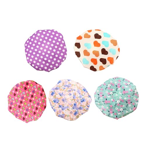 CALLARON 5stücke Junge Mädchen Duschhaube Satin Bonnets Für Baden Duschen Mit Elastischem Design Für Verschiedene Kopfumfänge Leicht Zusammenfaltbar Für Reisen Und Schlaf von CALLARON