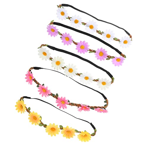 CALLARON 5stücke Marguerite Haarband Für Damen Blumenstirnband in Weiß Gelb Rosa Beige Und Helllila Stilvolles Accessoire Für Hochzeiten Partys Und Besondere Anlässe von CALLARON