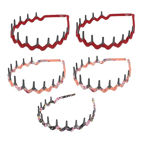 CALLARON 5stücke Zahnkamm-stirnbänder Aus Kunststoff Gewellt Mit Leopardenkopf-design Haifischzahn-haarband Für Damen Und Herren Unisex-kopfbedeckung Zum Massieren Der Kopfhaut von CALLARON