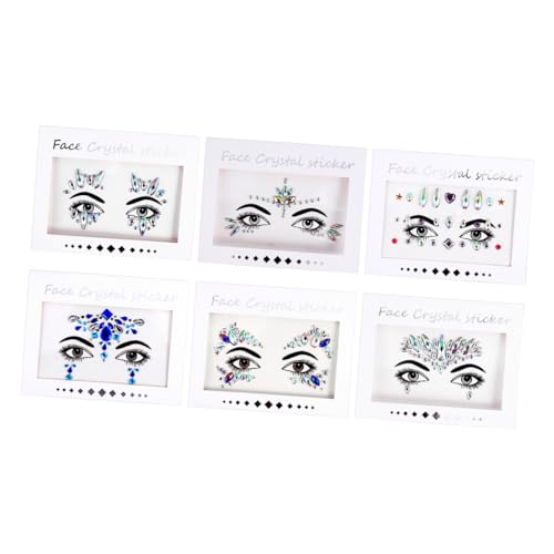 CALLARON 6blätter Aufkleber Strass Juwelen Diy Gesicht Diamantaufkleber Augenbrauen Wangen Schmucksteine Einfach Anbringen Abendparty Karneval von CALLARON