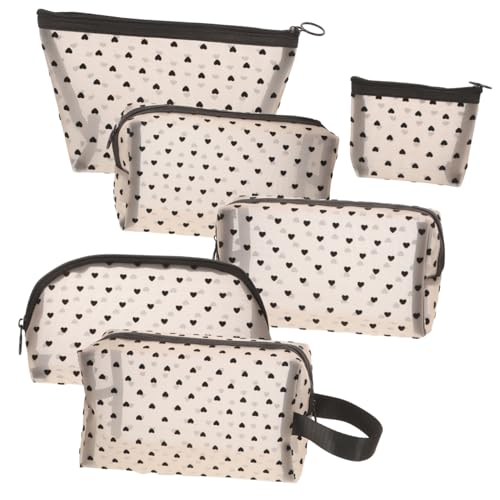 CALLARON 6stücke Herzform-kosmetiktaschen Reise-Make-up-Taschen Aus Netzstoff Damen-Make-up-Taschen Mit Reißverschluss Für Kosmetik Lippenstift Und Pinsel von CALLARON
