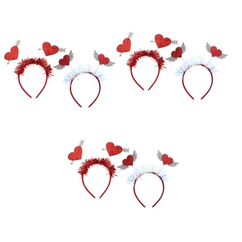 CALLARON 6 Stk Flügel Liebe Stirnband Valentinstag Haarreifen Glitzerstirnbänder Für Damen Amor Kostümzubehör Verlobungs-stirnband Haargummis Für Mädchen Pop Latte-kunst Helm Fräulein von CALLARON