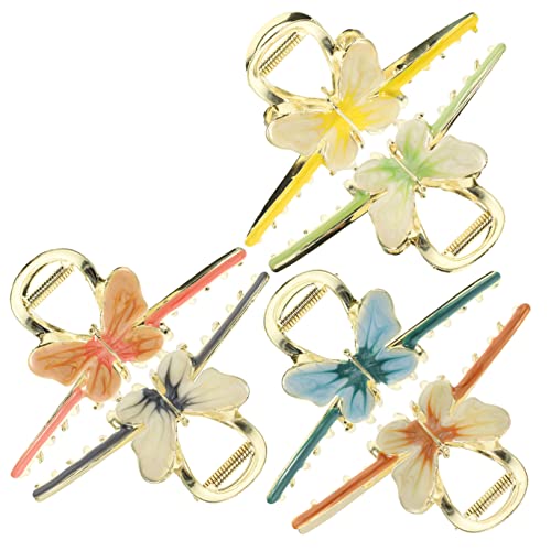 CALLARON 6 Stück Metall Haarnadel Haarspangen Für Frauen Blumenmuster Damen Haarklammer Süße Krallenklammern Für Dickes Haar Schmetterlings Haarspange Große Jumbo Haarklammern von CALLARON