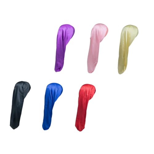 CALLARON 6 Stück Nachtmütze Satin-Mütze seidig Zopfhaube zum Schlafen Bad Satingefütterte Turbane für Damen handtücher Dusche Versorgung saugfähige Haarpackung Frauen Turban von CALLARON