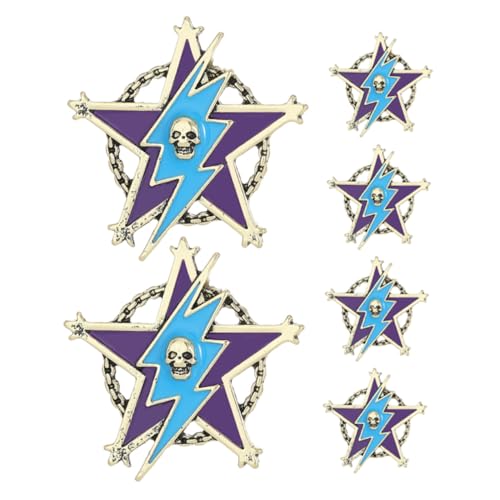 CALLARON 6 Stück Retro Five-pointed Star Totenkopf Broschen für Herren Leichte Langlebige Metall-anstecknadeln für Anzüge Jacken Rucksäcke Stilvolle Dekorative Herren-accessoires von CALLARON