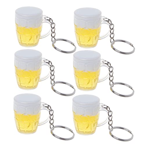 CALLARON 6 Stück Teiliges Bierglas Schlüsselanhänger Mini Bierbecher Schlüsselring Dekorativ als für Schlüssel Taschen Rucksackanhänger Sammelbar und Detailgetreu Gestaltet von CALLARON