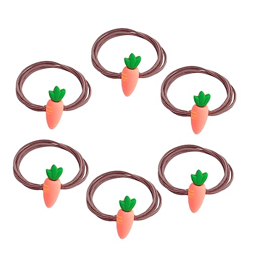 CALLARON 6 Stück Teiliges Elastische Haargummis mit Niedlichen Karotten Designs Weiche Ponytail Halter für Dünnes und Dickes Haar Haarschmuck Accessoires für Damen Langlebig und Formstabil von CALLARON