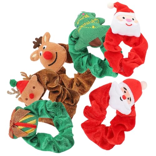 CALLARON 6 Stück Teiliges Elastische Weihnachts Haargummis mit Santa Rentier und Festlichen Mustern Weiches Material Vielseitig Kombinierbar für Damen und Mädchen für Weihnachtsfeiern und von CALLARON