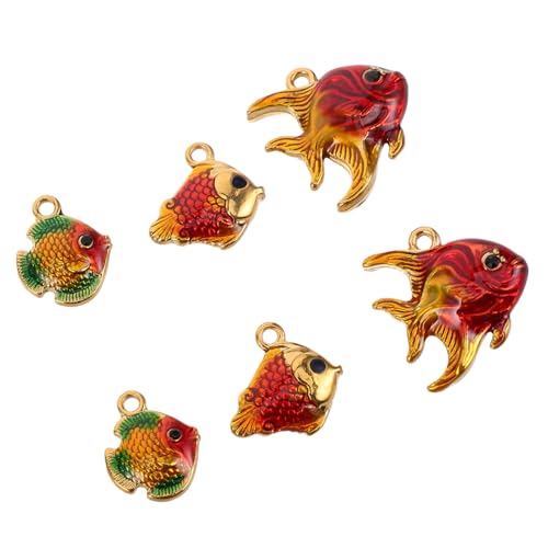 CALLARON 6 Stück Teiliges Fischanhänger Edelstahl mit Farbiger Emaille für DIY Schmuck Tierisches Design für Armbänder und Halsketten im Maritimen Stil von CALLARON