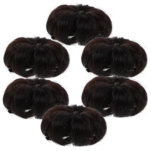 CALLARON 6 Stück Teiliges Haarteil Clip in Mini Haarknoten Dunkelbraun Synthetik Ballerina Dutt Haarkranz für Mädchen Komfortabel Leicht Natürlich Aussehendes Haarschmuck für Alltag und von CALLARON