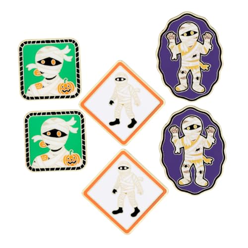 CALLARON 6 Stück Teiliges Halloween Anstecknadeln Mumiemotiv aus Metall Niedliche Cartoon Broschen für Vielseitige Lapel Pins als Gruselige Kostüm Rucksack-accessoires von CALLARON