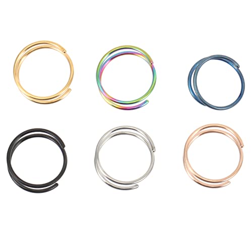 CALLARON 6 Stück Teiliges Spiral Nasenringe und Hautfreundlich Verstellbare Fake Nose Rings für Damen Modischer Körperschmuck Stahlfarben und Bunten von CALLARON