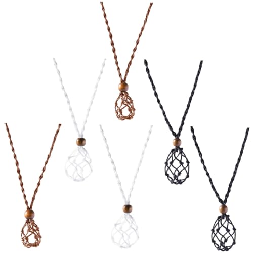 CALLARON 6 Stück Teiliges Verstellbare Geflochtene Netzanhänger Halsketten mit Leerem Steinhalter für DIY Schmuck Farben Braun Komfortabel und Elegant für Damen und Kristallsteine von CALLARON