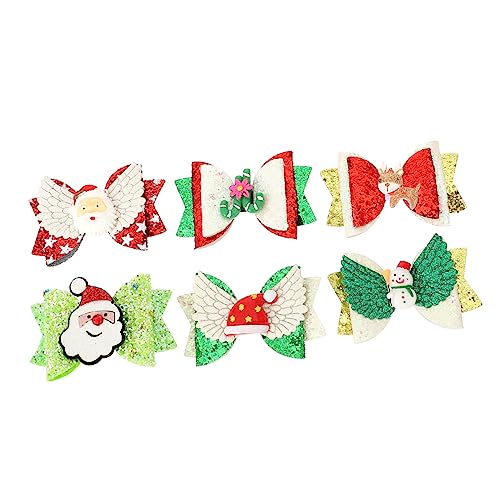 CALLARON 6 Stück Teiliges Weihnachts Haarschmuck mit Glitzer Schleifen Festliche Haarspangen für Damen und Einzigartige Xmas Haarclips mit Schneemann Weihnachtsmann Rentier und von CALLARON