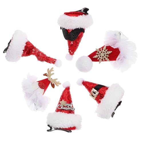 CALLARON 6 Stück Teiliges Weihnachtsmützen Haarklammern Charmante Haarclips für Party Geburtstag und Festlichkeiten Vielseitig Einsetzbar als Weihnachtsdeko und Haarschmuck von CALLARON