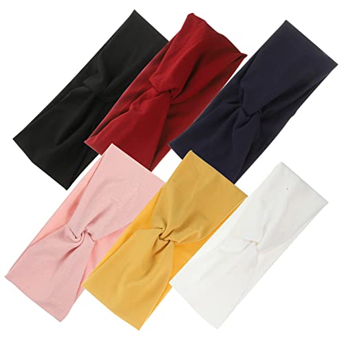 CALLARON 6stücke Sport Stirnband Für Damen Und Dehnbare Yoga Stirnbänder Workout Haarband Mit Geknotetem Design Atmungsaktiv Und Schweißabsorbierend Für Training Fitness Und von CALLARON