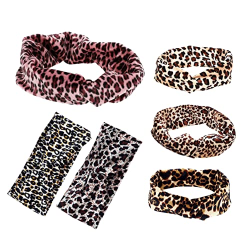 CALLARON 6stücke Sport Stirnbänder Für Damen Workout Haarband Schweißband Leopard Muster Lauf Zubehör Yoga Stirnband Schweißband Für Damen Sport Stirnband Workout Zubehör von CALLARON