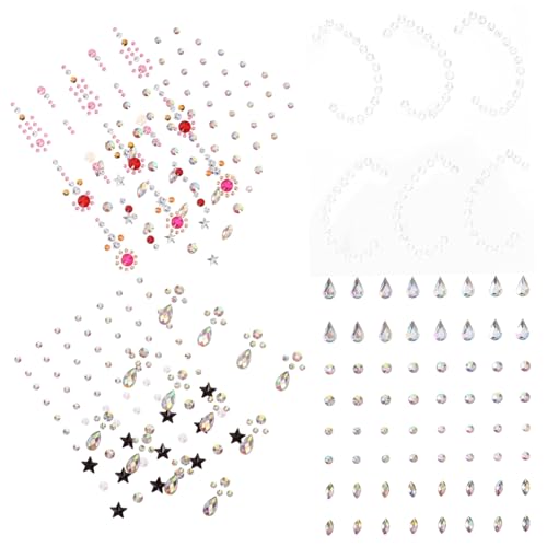 CALLARON 6blätter Glitzersteine Für Gesicht Diy Selbstklebende Gesichtsjuwelen-aufkleber Gesichtsschmuck-strasssteine Zum Aufkleben Für Make-up Und Körperschmuck von CALLARON