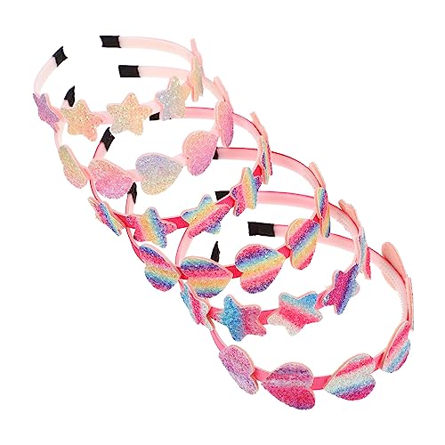 CALLARON 6stücke Junge Mädchen Stern Haarband Junge Mädchen Herz Form Stirnband Stirnband Dekor Sternform Haar Hoops Pailletten Glitter Stirnbänder von CALLARON