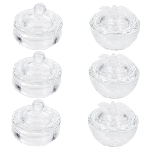 CALLARON 6stücke Mini Glas Nagelkunstbecher Edelstein Nagelglasbecher Für Maniküre Mit Deckel Nagelkunstbecher Nagelkunst-flüssigkeitsbecher Aus Hochwertigem Material von CALLARON