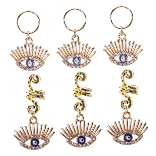 CALLARON 6stücke Teilige Clip-haarperlen Mit Leuchtendem Schmetterlingszopf-design Abstraktes Auge-ohrringe Strass Evil Eye Haarperlen Für Damen von CALLARON