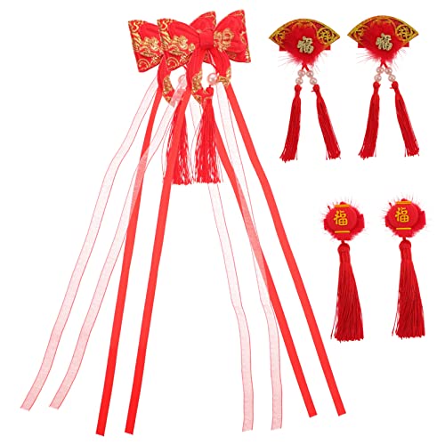 CALLARON 6stücke Teiliges Fröhliche Kinderhaarnadeln Mit Quasten Und Bändern Traditionelle Chinesische Haarschmuck Für Frühlingsfest Und Neujahrsfeiern Für Kleine Mädchen von CALLARON