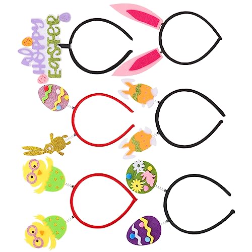 CALLARON 6stücke Teiliges Frühlings-haarband Süßen Cartoon-designs Für Mädchen Dekoration Für Festlichkeiten Und Partys Haarschmuck Mit Hasenohren Und Bunten Motiven von CALLARON