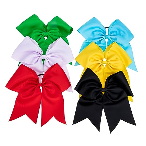 CALLARON 6stücke Teiliges Große Haarschleifen Gummibänder Für Mädchen Elastische Haarbänder Rot Gelb Grün Blau Und Schwarz Haaraccessoires Für Verschiedene Frisuren Und Anlässe von CALLARON