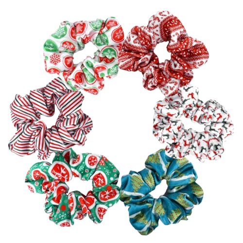 CALLARON 6stücke Teiliges Weihnachten Scrunchies Für Damen Elastische Haargummis in Verschiedenen Farben Für Ponytails Haarschmuck Und Geschenkideen von CALLARON