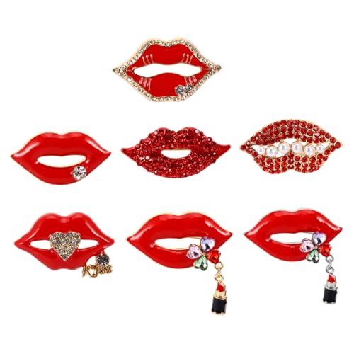 CALLARON 7 Stück Teiliges Set Rot Lippenform Brosche Stilvolle Anstecknadel für Mädchen Vielseitige Brustnadel für Freizeit und Offizielle Anlässe CALLARON 7 Stück Teiliges Set Rot Lippenform Brosche Stilvolle Anstecknadel für Mädchen Vielseitige Brustnadel für Freizeit und Offizielle Anlässe von CALLARON