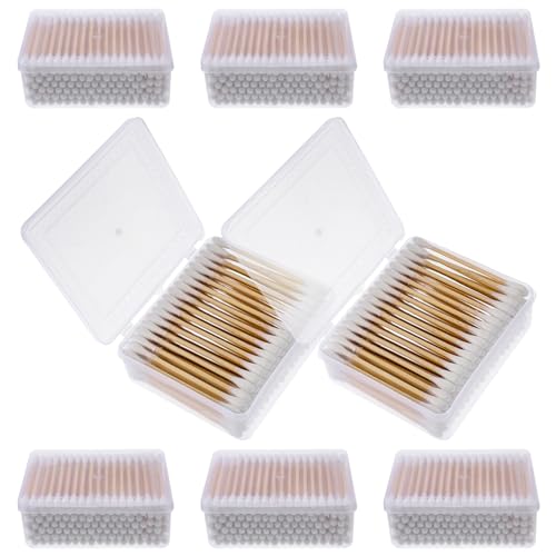 CALLARON 8 Boxen Wattes täbchen Wattestäbchen für Babys Tupfer dünne Wattestäbchen Make-up-Baumwollstäbchen Präzisions-Wattestäbchen doppelseitiges Wattestäbchen hölzern Weiß von CALLARON